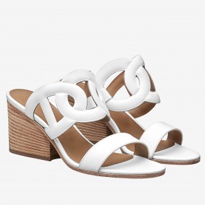 Hermes White Peace Sandals