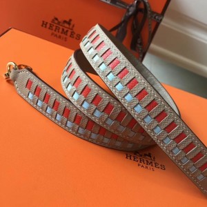 Hermes Tourterelle Tressage Cuir 25MM Bag Strap