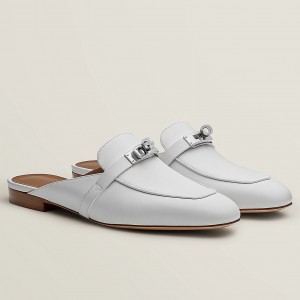 Hermes Women's Oz Mules in White Leather