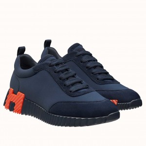 Hermes Bouncing Sneakers In Blue Canvas
