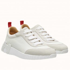 Hermes Bouncing Sneakers In White Canvas
