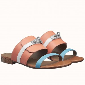 Hermes Avenue Sandals In Multicolour Calfskin