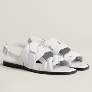 Hermes Grace Sandals in White Nappa Leather 