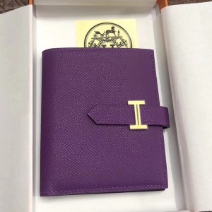 Hermes Bearn Compact Wallet In Purple Epsom Leather