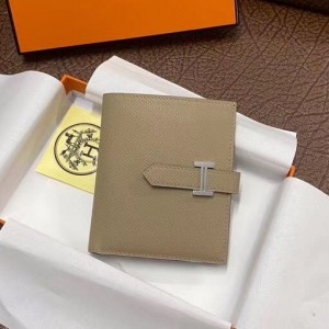 Hermes Bearn Compact Wallet In Trench Epsom Leather