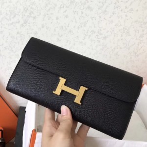 Hermes Black Epsom Constance Long Wallet