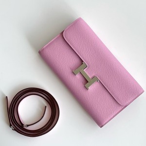 Hermes Constance To Go Wallet in Mauve Sylvestre Epsom Calfskin