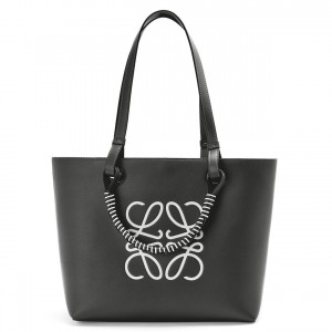 Loewe Small Anagram Tote In Black Calfskin 