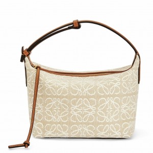 Loewe Small Cubi Hobo Bag in Ecru Anagram Jacquard