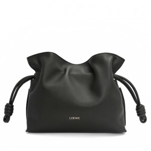 Loewe Mini Flamenco Clutch Bag in Black Nappa Calfskin