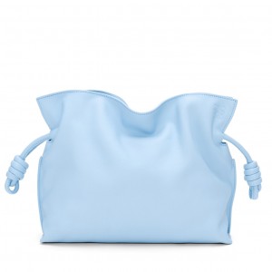 Loewe Flamenco Clutch Bag In Dusty Blue Calfskin