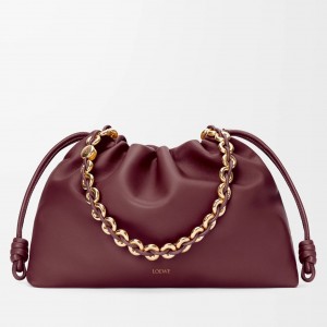 Loewe Large Flamenco Purse in Burgundy Nappa Lambskin