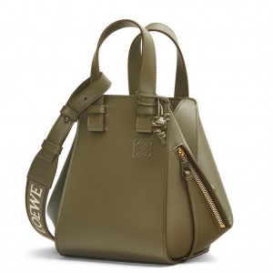 Loewe Compact Hammock Bag in Khaki Green Satin Calfskin