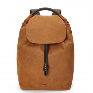 Loewe Flamenco Backpack in Brown Suede Calfskin