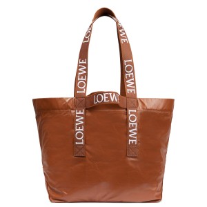 Loewe Fold Shopper Bag in Brown Paper Calfskin