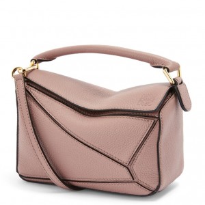 Loewe Puzzle Mini Bag In Dark Blush Grained Calfskin 