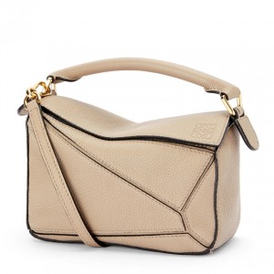 Loewe Puzzle Mini Bag In Sandy Grained Calfskin 