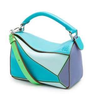Loewe Small Puzzle Bag In Blue/Blueberry/Lilas Calfskin
