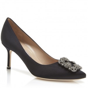 Manolo Blahnik Black Satin Hangisi 70mm Pumps