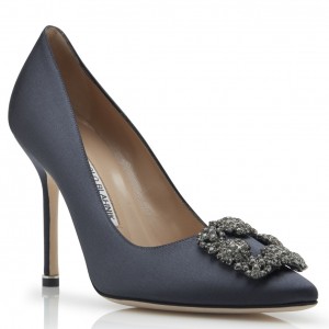 Manolo Blahnik Dark Grey Satin Hangisi 105mm Pumps 