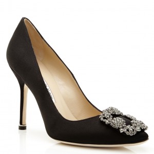 Manolo Blahnik Black Satin Hangisi 105mm Pumps