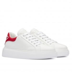 Prada Women's Sneakers With Red Triangle Logo Heel