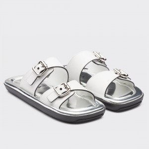Prada Double-strap Sandals In White Leather