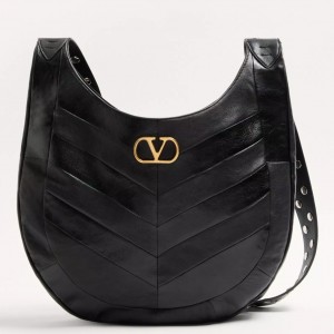Valentino Hoboho Hobo Bag in Black Nappa Leather