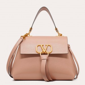 Valentino Small Vring Handbag In Pink Buffalo Leather