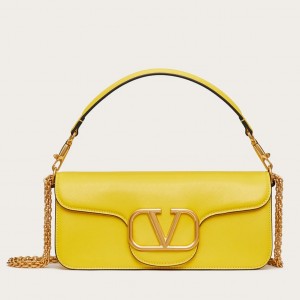 Valentino Loco Large Shoulder Bag In Yellow Calfskin