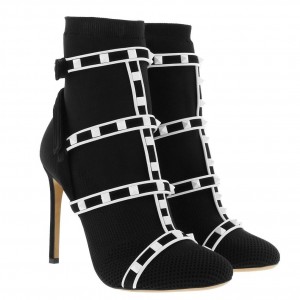 Valentino Black Cage Rockstud Sock Bootie 105mm