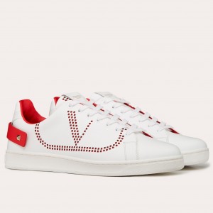 Valentino Men's Backnet VLOGO Sneakers With Red Heel 