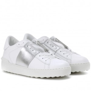 Valentino Garavani Metallic Open Sneaker Silver