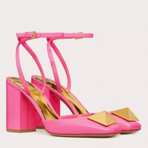 Valentino One Stud Pumps 90mm In Pink Patent Leather