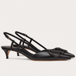 Valentino Vlogo Slingback 40mm Pumps In Black Leather