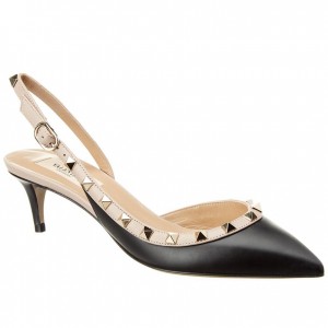 Valentino Black Lambskin Rockstud Slingback Pump 50mm