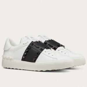Valentino Women's Rockstud Untitled Sneakers with Black Stripe