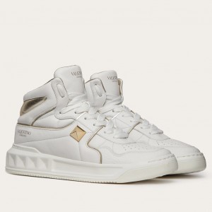 Valentino Women's One Stud High-top Sneakers In White Leather