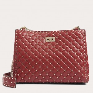 Valentino Red Rockstud Spike Tote Bag