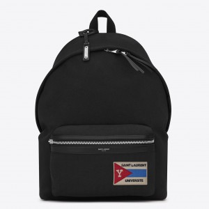Saint Laurent Black City Backpack With Pocket Patch