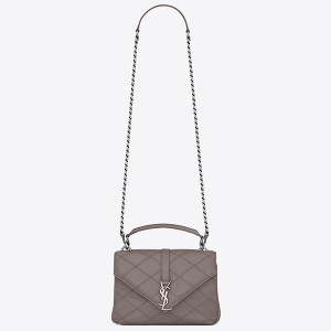 Saint Laurent Medium College Bag In Grey Matelasse Leather