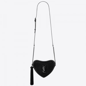 Saint Laurent Black Monogram Heart Cross Body Bag