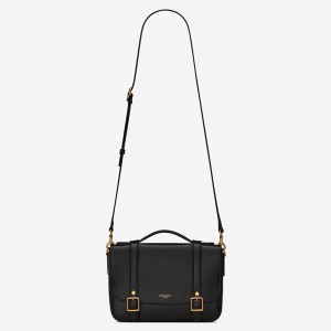 Saint Laurent School Bag In Black Calfskin