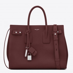 Saint Laurent Small Sac de Jour Souple Bag In Ruby Grained Leather