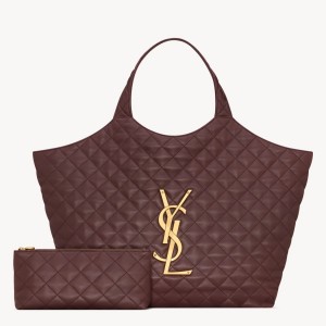 Saint Laurent Icare Maxi Shopping Bag in Bordeaux Quilted Lambskin