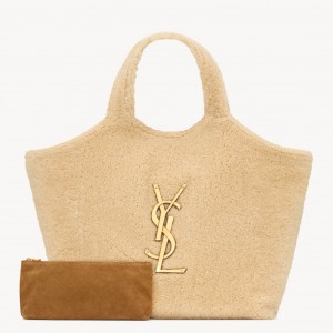 Saint Laurent Icare Maxi Shopping Bag in Natural Shearling