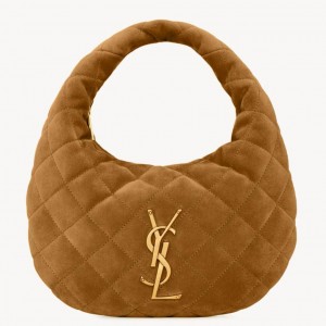 Saint Laurent Icarino Bag in Caramel Quilted Suede Leather