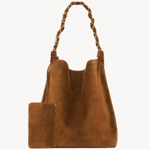 Saint Laurent Amalia Shouler Bag in Brown Suede Calfskin