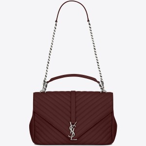 Saint Laurent Large Bordeaux College Shoulder Bag