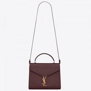 Saint Laurent Cassandra Medium Bag In Bordeaux Grained Leather